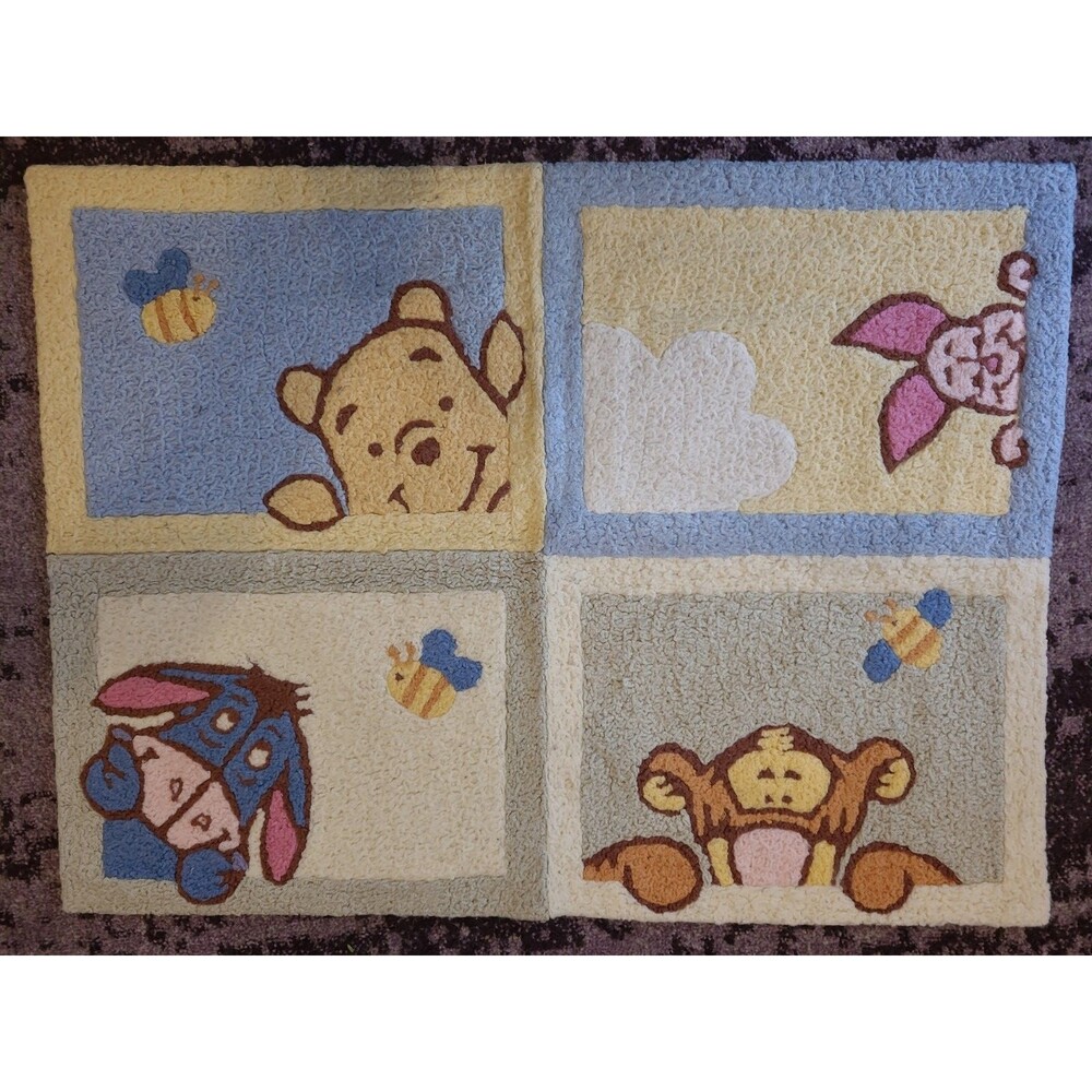 Vintage Classic Winnie The Pooh and Friends Baby Nursery Yarn Rug 40" x 29"